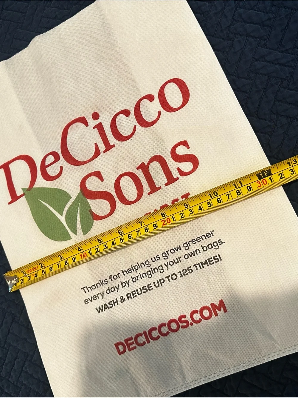 White Reusable Grocery Bag Eco Friendly DeCicco